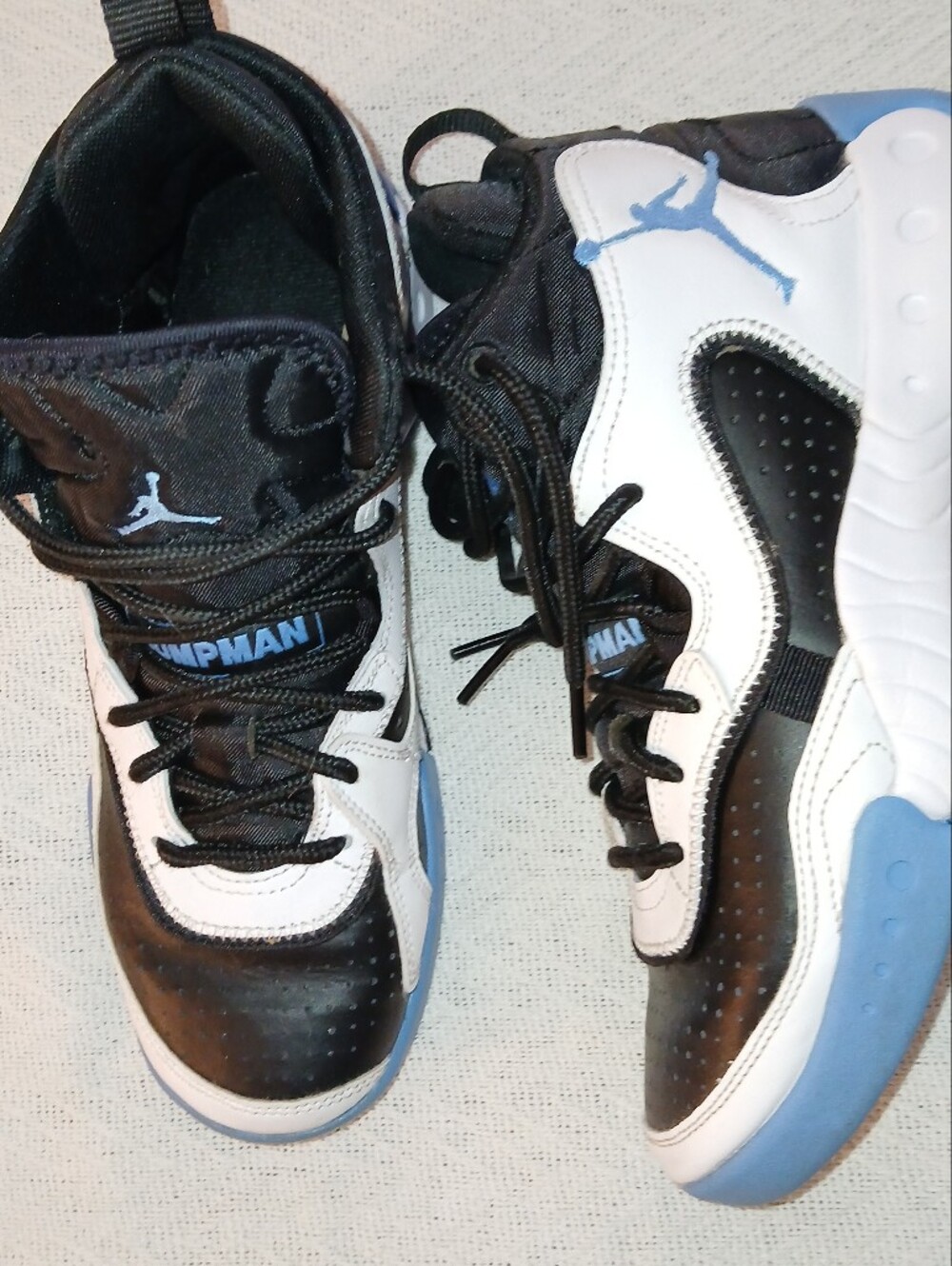 Sz.7Y Boys Jordan Jumpman Pro RX White University Blue/Black Basketball Shoes